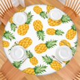 thumbnail image 2 of 44in Round Tablecloth with Elastic Edge, Waterproof Fitted Table Cover for 36-44" Tables, Pineapple Theme Polyester Reusable Table Cloths Wipe Clean for Picnic, Dining, Outdoor Use and Party Decor, 2 of 7