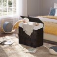 thumbnail image 4 of Laundry Hamper with Lid, 125L Large 3 Sections Clothes Hamper with 2 Removable Liner Bags & 5 Mesh Laundry Bags, Handwoven Synthetic Rattan Divided Laundry Basket Brown, 4 of 7