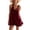 Wine, variant on Eawtki Women's V Neck Spaghetti Strap Mini Dress Ruffle Trim Tie Front Loose Fit Casual Summer Beach Dress For Women