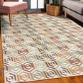 thumbnail image 3 of Geometric Decorative Rug, Abstract Cubes Isometric Hexagonal Shaped Pattern Colorful Retro Design Print, Quality Carpet for Bedroom Dorm and Living Room, 6 Sizes, Dark Peach, by Ambesonne, 3 of 4
