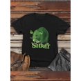 thumbnail image 1 of Men's Retro Cartoon Shrat Rat Graphic T-Shirt - Soft Stretch Short Sleeve Casual Tee with Vibrant Green Print, Breathable Summer Top for Outdoor Activities, Leisure Clothing, Playful Print Shirt, 1 of 6