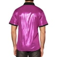 thumbnail image 3 of INSPIRE CHIC Sparkle Disco Shirt for Men's Short Sleeves Button Down Nightclub Party Shirts XL Rose Red, 3 of 5