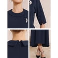 thumbnail image 5 of INSPIRE CHIC Women's Formal Dress Vintage Collared Half Sleeve Church Evening A-Line Dresses 2XL Dark Blue, 5 of 6