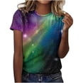 thumbnail image 2 of UPPADA T-Shirts d'Été pour Femmes à Imprimé Graphique, Col Ras du Cou, Décontractés, Manches Courtes, Coupe Ample, Chandails à Enfiler, Mode, Vacances, Plage, Blouses Multicolores, TTG, 2 of 4