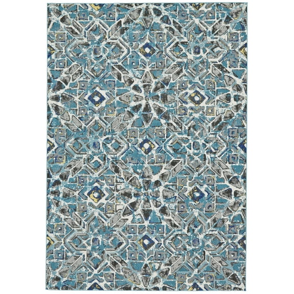 Feizy Brixton Modern Geometric, Blue/Ivory/Taupe, 10' x 13'2" Area Rug Easy Care Stain Resistant Fade Resistant Bohemian & Eclectic Abstract Design Carpet for Living Dining Bed Room