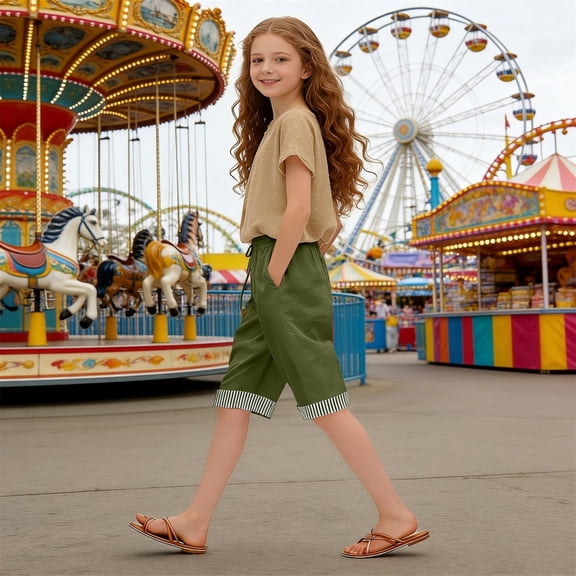 Jeans for Girls Summer Front Pocket Button Skirt Shorts for Big Kids Daily Girls Button Front Denim Skort Size 5-6Y