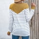 thumbnail image 5 of Mujeres Cuello Redondo Rayas Manga Larga Bloque De Color Jersey Tops Sudaderas Camisas Blusas para Oficina En Casa Amarillo L, 5 of 7