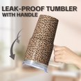 thumbnail image 5 of Double Wall 20oz Stainless Steel Geometric Textured Tumbler, Insulated Travel Coffee Mug with Handle, Leak Proof with Straw, 5 of 5