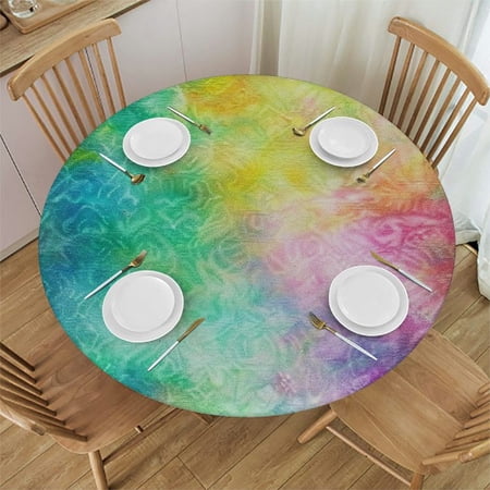 BANET Tablecloth Round Tie Dye Table Cloth Tie Dye Pattern Table Cover for Dining Room Kitchen Decoration Round Tablecloths 31 -35