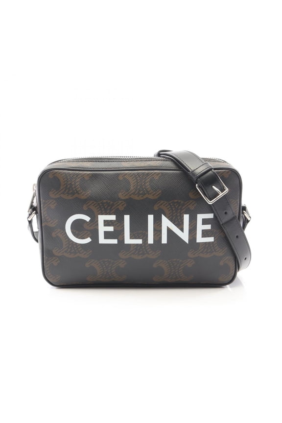 Pre-Owned Celine Triomphe Medium Messenger Bag, Shoulder Handbag, Coated Canvas, Leather, Men's...
