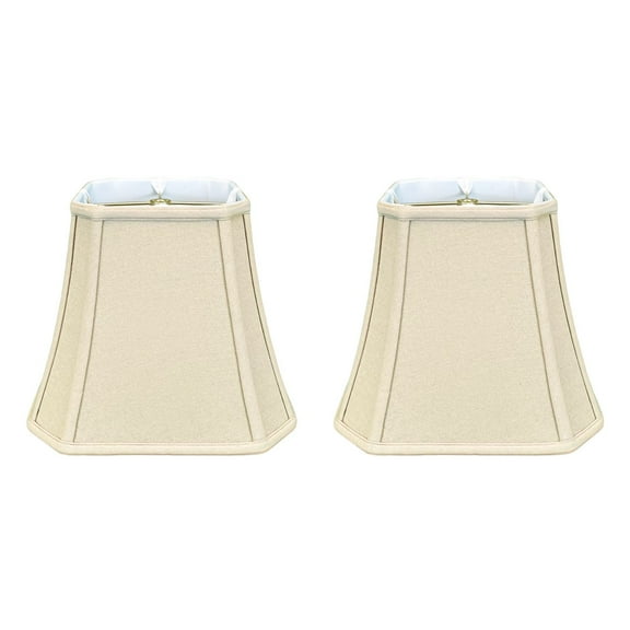 Royal Designs, Inc. Square Cut Corner Bell Lamp Shade, BSO-705-14LNEG, 8 x 14 x 11.25, Linen Eggshell
