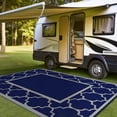 thumbnail image 6 of DEORAB Outdoor Rugs Waterproof Plastic Straw Mat 8'x10' Reversible for RV Patio Deck Beach Blue & Grey, 6 of 8