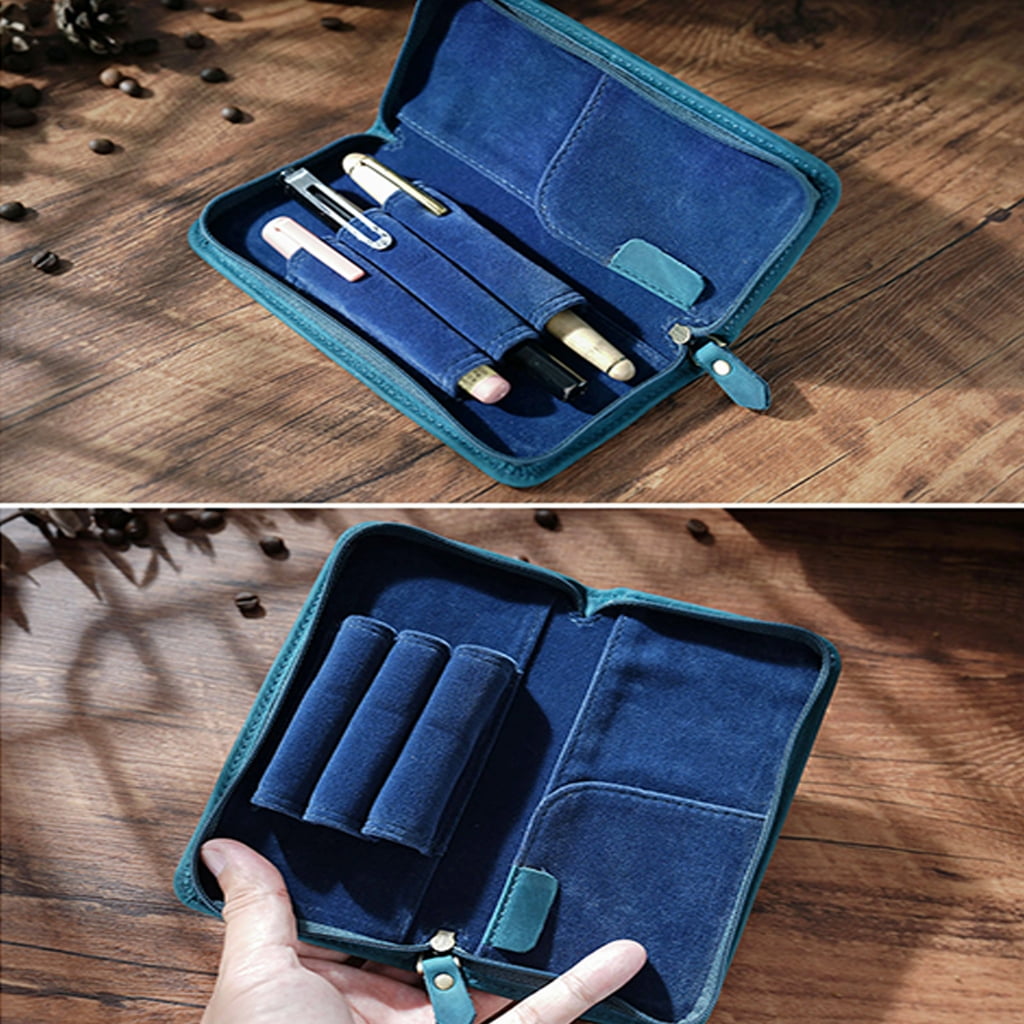 3 Divided Slots Pen Case Fountain Pen Holder Stationery Bag Pencil Organisers1eatherFountain Pen Case 3 Divided Slots Pen Bag Pencil Organiser Pencil Case