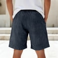 thumbnail image 3 of Casual Classic Shorts for Men Drawstring Elastic Waist Shorts Classic Fit Summer Beach Athletic Shorts with Pockets Solid Color Sweat Shorts,Blue L, 3 of 3