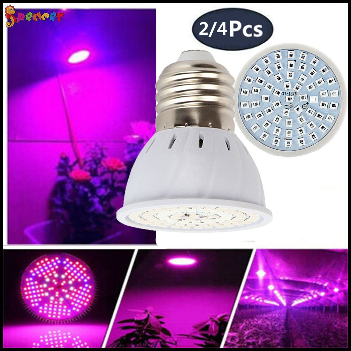 E27 LED Hydroponic Plant Grow Light Panel Full Spectrum Indoor Vegs Growing Lamp 