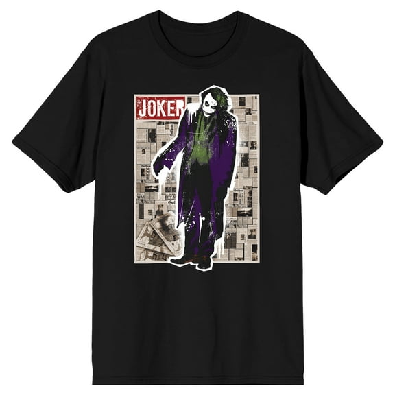 Men's Batman Black Graphic Tee, Joker in the News-3XL