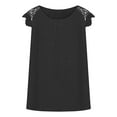 thumbnail image 5 of OSOLU Solid Color Women Lace Tops Pleated Short Sleeve Shirts Summer Business Casual Dressy Blouses, 5 of 5