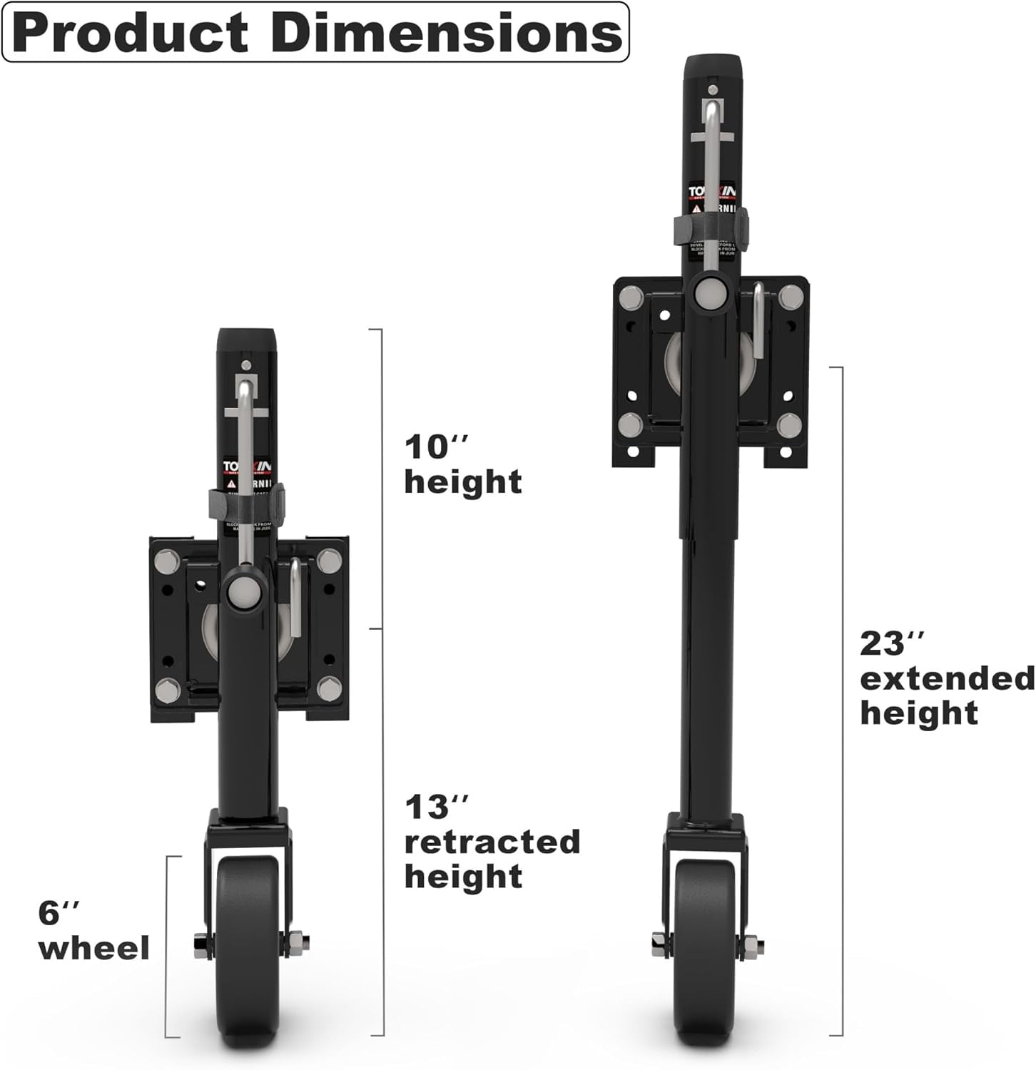 TOWKING Upgraded Spoke Wheel Trailer Jack, 10" Vertical Movement, 1500 lbs, for RV, Boat, Trailer and More, Black
