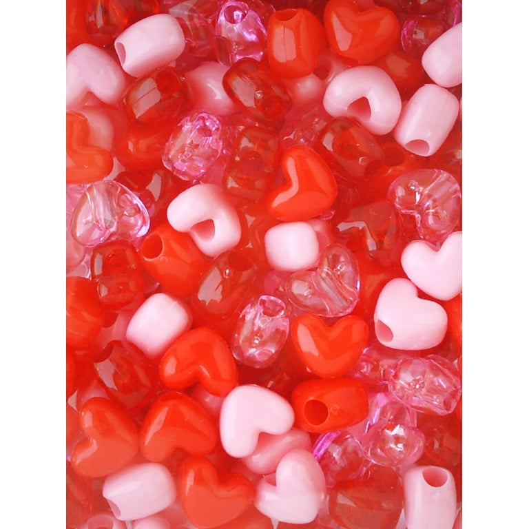 Hello Hobby 12mm Heart Beads 240 Pieces in Red and Pink Mix for