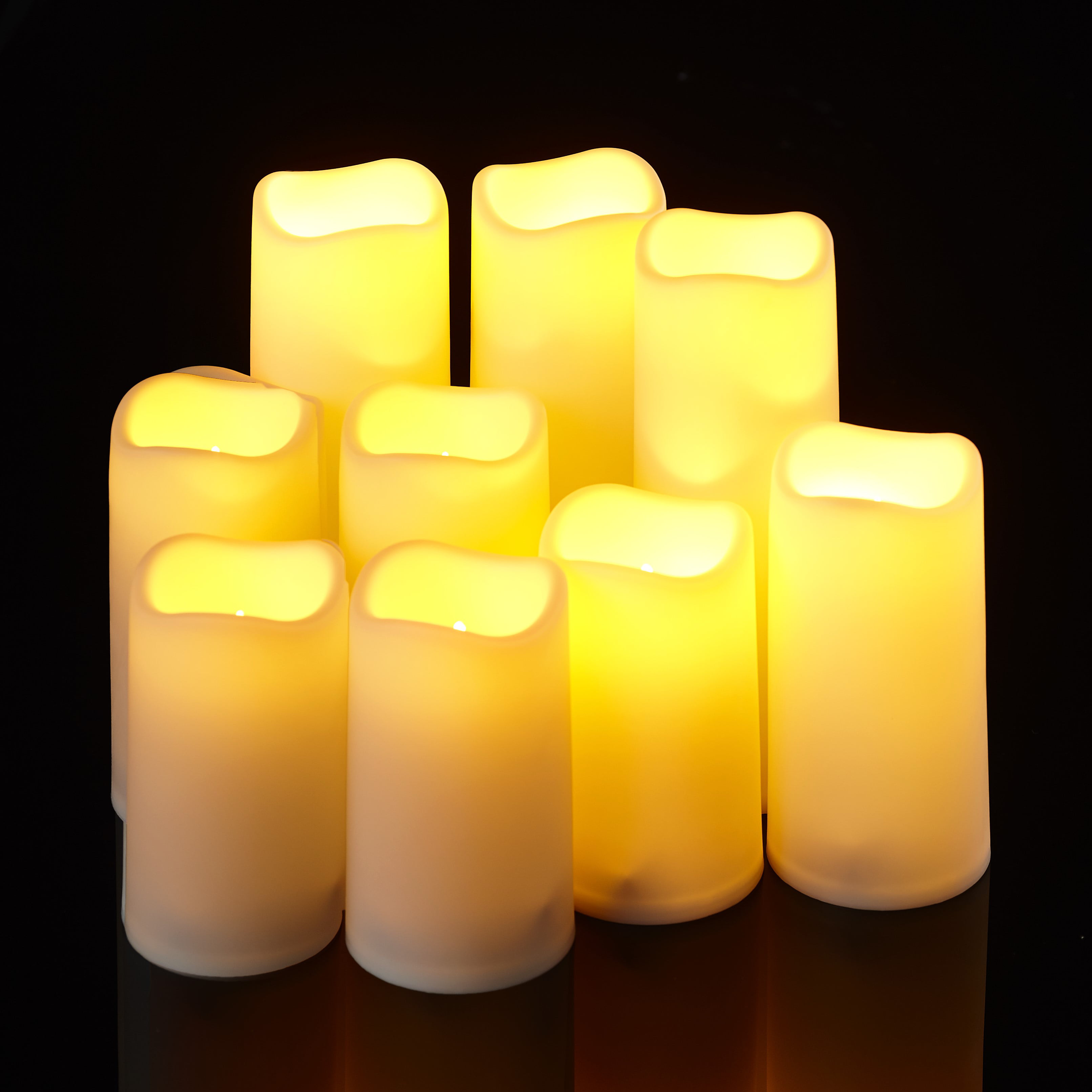 Eloer Flickering Moving Wick Flameless Pillar Candle Led Candles Remote Set 9 