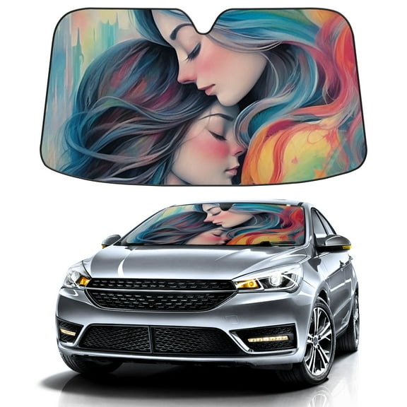 Car Windshield Sun Shade For Front Window Same Sex Girls Foldable Vehicle Windshield Car Sun Visor Covers Automotive Window Protector Car Camping Privacy Sun Blocker