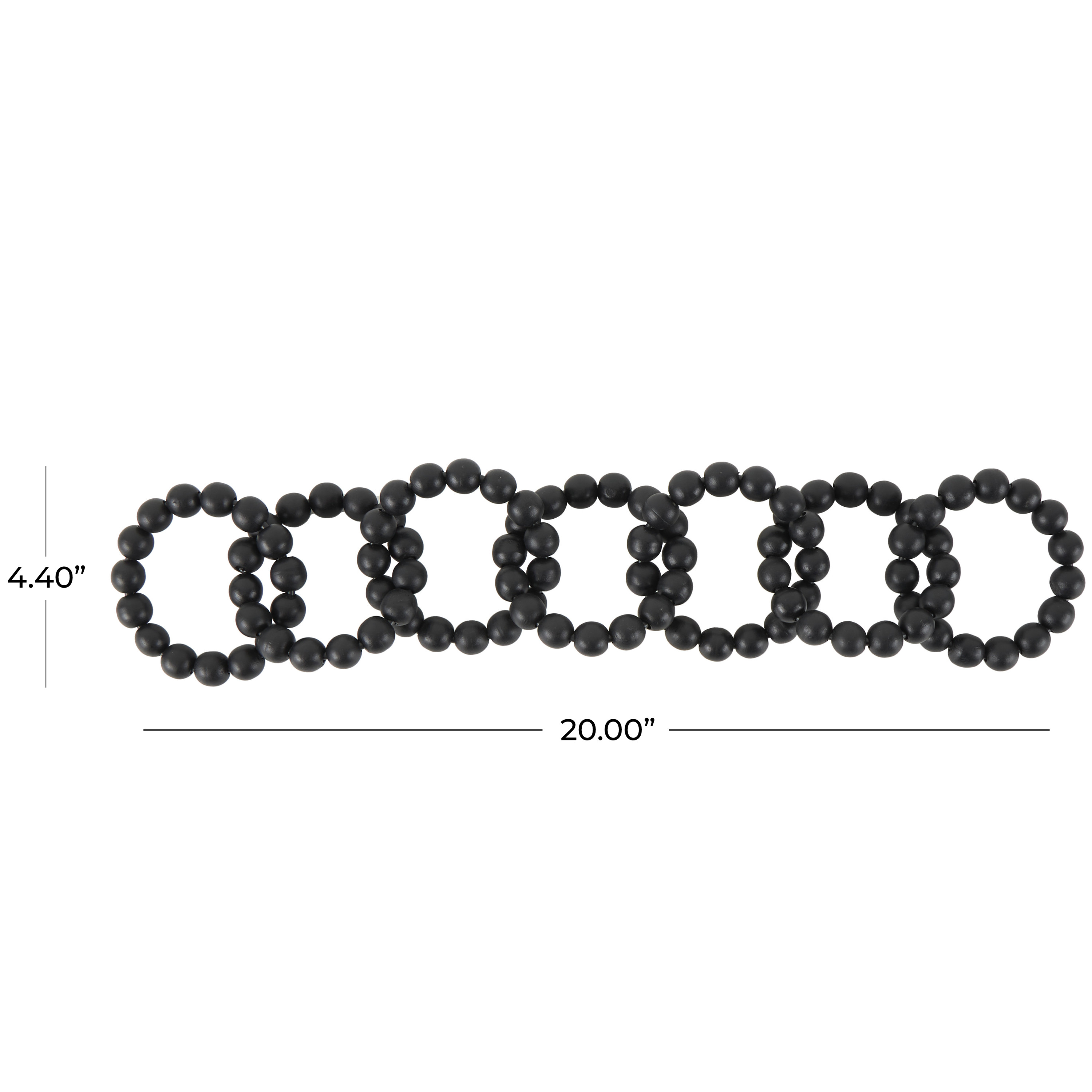 20" x 2" Black Wood Beaded 8 Link Chain Sculpture, by DecMode
