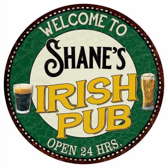 Shane's Irish Pub 14" Round Metal Sign Kitchen Bar Wall Decor 100140036227