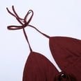 thumbnail image 6 of TrendOFT Halter Crop Tops for Women Y2K Drawstring Tie Ruched Dressy Casual Spaghetti Strap Cami Top Red L, 6 of 7