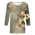 thumbnail image 4 of CYMMPU Blouses for Women Dressy Casual Crew Neck Loose Fit Fall Trendy Shirts Spring Tops Floral Printed 3/4 Sleeve Tunic Tops Lightweight Basic Tees Multicolor XL, 4 of 5