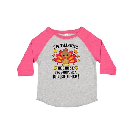 

Inktastic Thanksgiving I m Thankful Because I m Gonna Be a Big Brother Gift Toddler Boy Girl T-Shirt