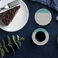 thumbnail image 6 of FMSHPON Geometric Aqua Green Abstract Herringbone Pattern Set of 6 Round Coaster for Drinks, Absorbent Ceramic Stone Coasters Cup Mat with Cork Base for Home Kitchen Room Coffee Table Bar Decor, 6 of 6