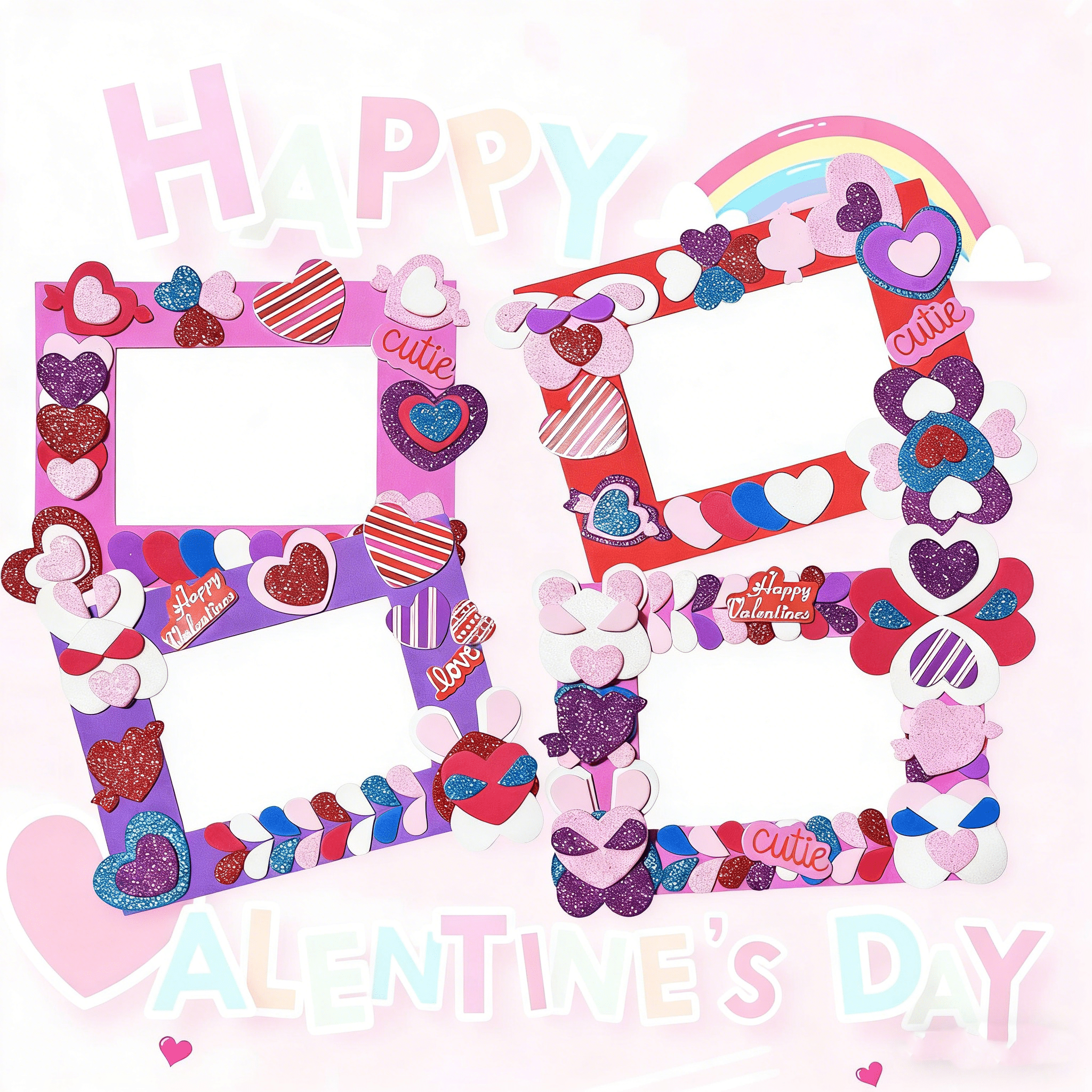 Valentines Picture Frame Craft Kits DIY Foam Valentine's Day Craft Kits with Heart Stickers for Valentine Activity Gift Exchange Art Project Supplies