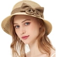 thumbnail image 2 of Zhengup Women Sun Straw Hat Cloche Hat Summer Hat for Women 1920s Vintage Hat Foldable Packable for Beach Vacation, 2 of 7