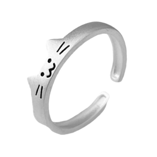 EverlastingPromise Adjustable Couple Rings, Sterling Silver Plated Cat Dog Pattern Wedding Band Engagement Ring Set, Niche Style Personalized Anniversary Gift