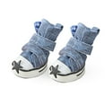 thumbnail image 6 of Waterproof 4pcs/set Wear-resisting Autumn Winter Outdoor Anti-slip Casual Style Pet Denim Shoes Pet Booties Puppy Sneaker Dog Shoes GREEN 3, 6 of 8