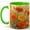 Green, variant on Orange Marigold Flowers 11oz Ceramic Mug, Fall Botanical Coffee Cup