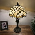 thumbnail image 6 of Tiffany Style Table Lamp Beige Stained Glass Crystal Beans Pull Chain Switches for Living Room Bedroom Bedside 12"W*12"D*22"H, 6 of 6