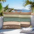 thumbnail image 5 of Retro Outdoor Pillow Covers Set of 2 Green Brown Stripes Antique Wood Background Waterproof Throw Pillow Case Decorative Square Cushion Cover for Patio Couch Garden Balcony, 16"x16", 5 of 9