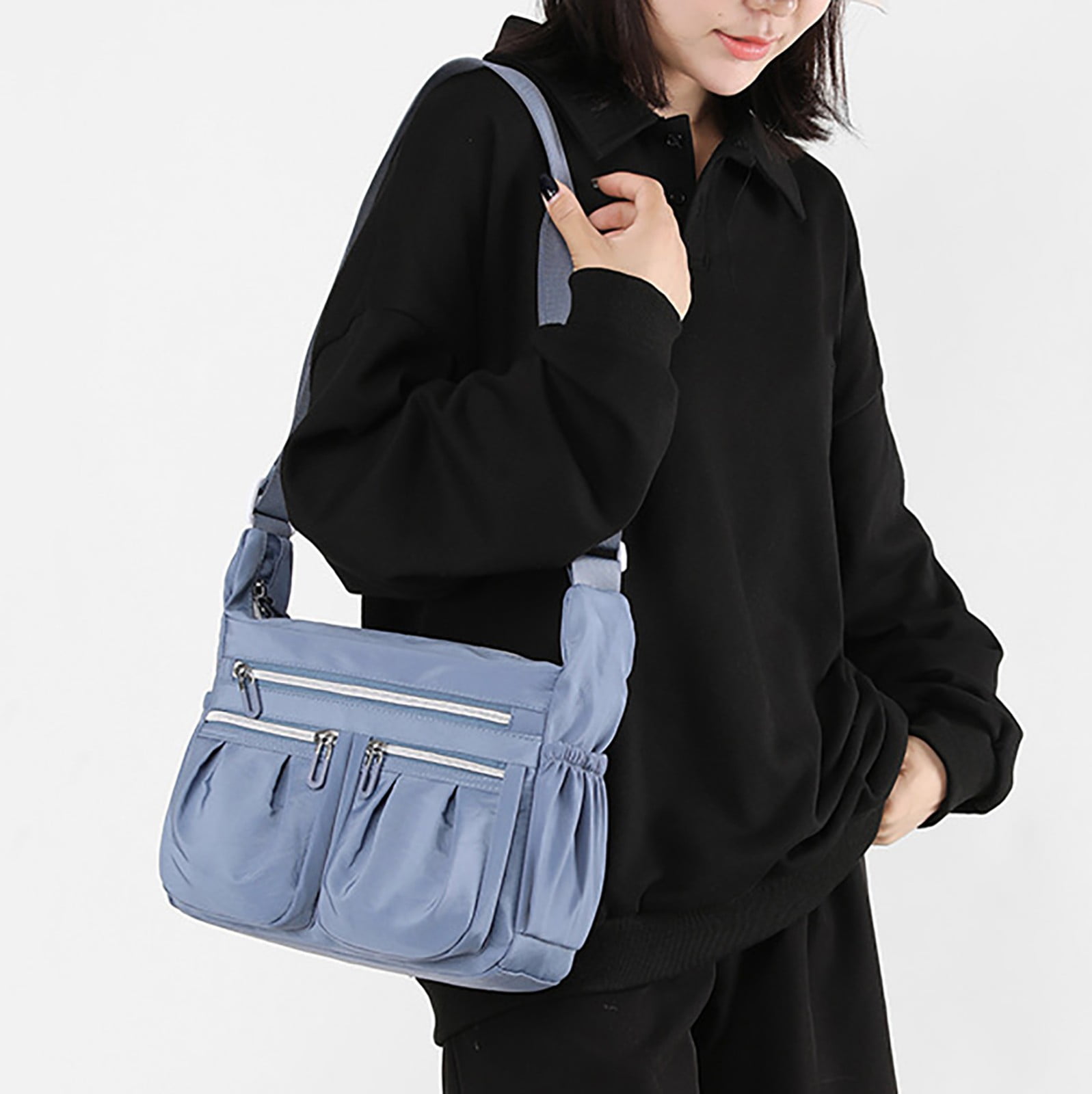 Crossbody Messenger Bags for Women Nylon Lightweight Shoulder Handbags Roomy Ladies Travel Pocketbooks