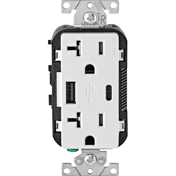 Leviton Electrical - Leviton Type A & Type C USB Charging Outlet - Pack of 12 — Indoor & Outdoor Use, NEC-Compliant