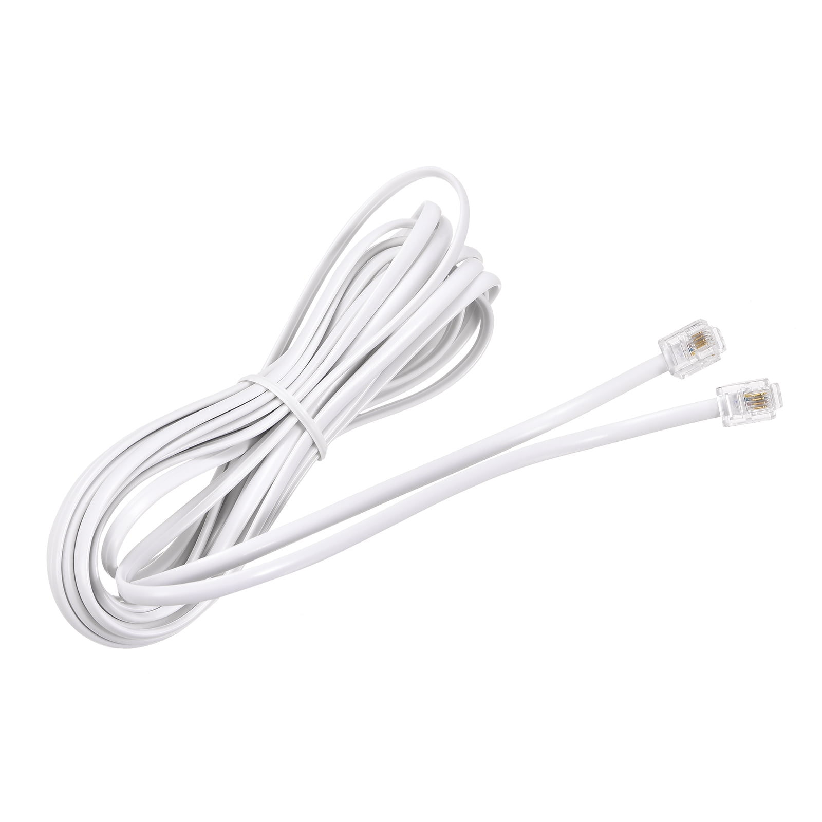 Uxcell Phone Extension Cord Telephone Cable Phone Line Cord RJ11 6P4C Plugs, Male to Male for Phone and Fax 15 ft  White