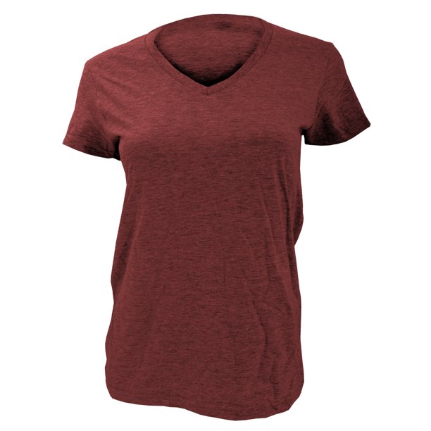 Anvil- Camiseta básica lisa con cuello en forma de V para chica/mujer (Rojo granate)