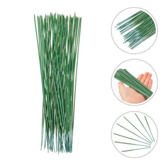 FUEENIRVA 50pcs Faux Flower Stems Green Plastic for Party and Wedding Decorations