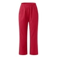 thumbnail image 5 of TAGOLD Womens Summer Pants, Summer Cotton and Linen Pants for Womens, Women Casual Solid Color Pockets Elastic Waist Comfortable Straight Calf-Length Pants, 5 of 5