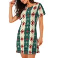 thumbnail image 2 of Fotbe Christmas Snowflakes Plaid Bata de Dormir para Mujer con Estampado, Camisón de Algodón de Manga Corta, Ropa de Dormir Casual, 2 of 6