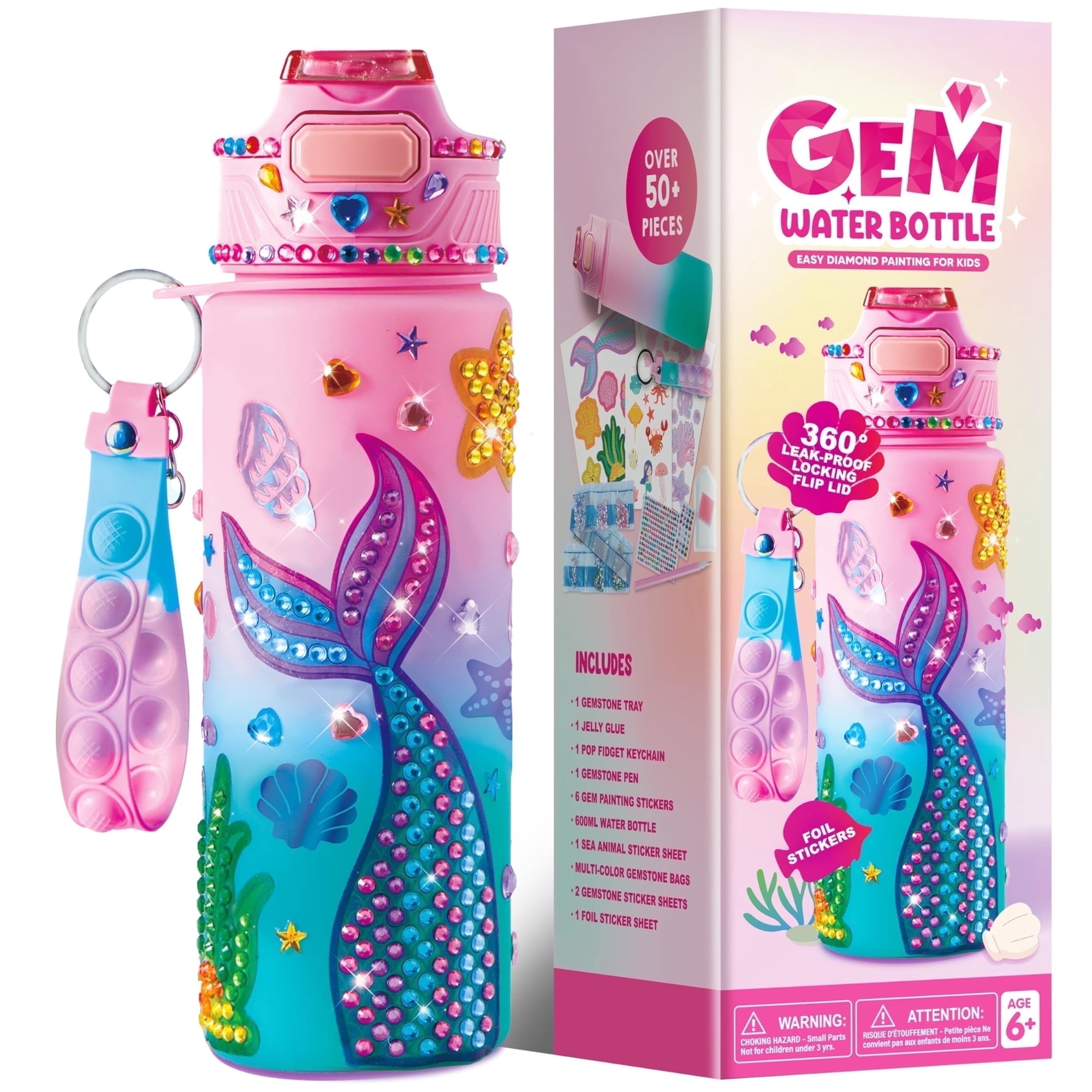 Joyfy Decorate Your Own Mermaid Water Bottle, 20 oz, Christmas Birthday Gift for Girl Ages 6 Up