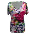 thumbnail image 3 of Heliisoer Grande Taille Femmes Manches Courtes Imprimé Col en V Hauts Tee T-Shirt Blouse, 3 of 5