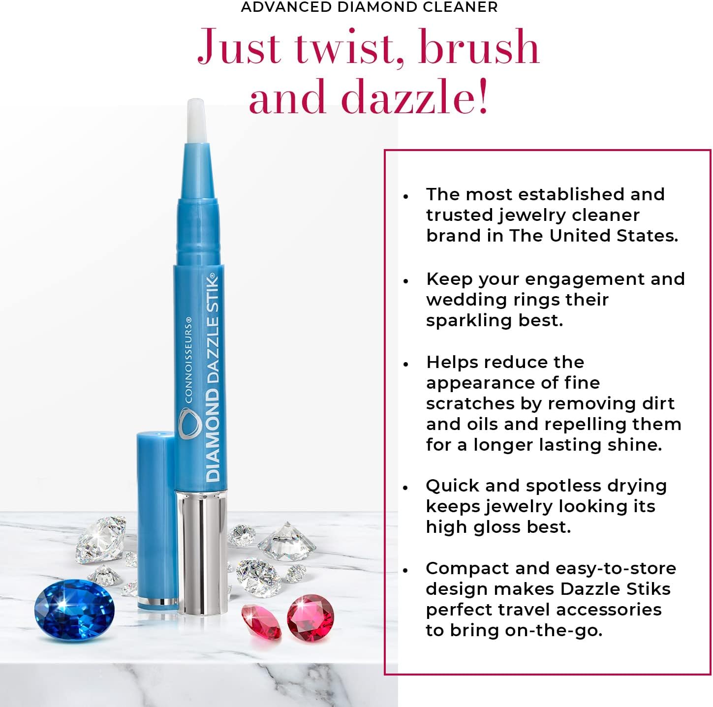 CONNOISSEURS Diamond Dazzle Stik - Portable Diamond Cleaner for Rings and Other Jewelry - Bring Out The Sparkle in Your Diamonds and Precious Stones Dazzle Stik (3 pack) - image 2 of 7