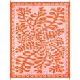 thumbnail image 7 of Wonnitar Large Outdoor Rugs Waterproof 9'x12' Reversible Plastic Straw Rug, Tropical Botanical Outside Carpet for RV Patio Deck Porch Balcony Picnic Camping Beach, Orange-Aquatic, 7 of 7