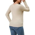 thumbnail image 3 of INSPIRE CHIC Womens Maternity Long Sleeve t Shirt V Neck Stretch Wrap Tops Breastfeeding Ruched Nursing Tees XL Apricot, 3 of 6